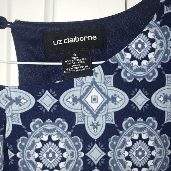 Blue Patterned Long Sleeve Dress - Picture 3 of 3